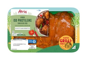 Atria kanan iso paistileike ranchero BBQ tarjous