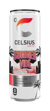 Celsius Summer Vibe Raspberry-Peach energiajuoma tarjous