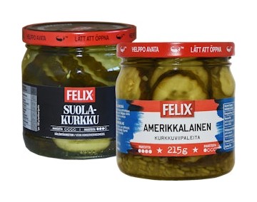Felix Amerikkalainen kurkkuviipale ja suolakurkkuviipale 400-410/215 g tarjous