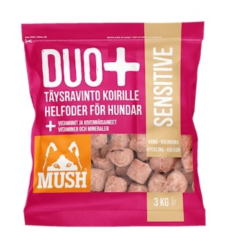 Mush Duo Sensitive täysravinto koirille kana kalkkuna tarjous