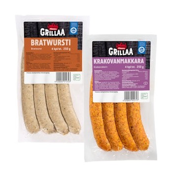 Pirkka Grillaa grillimakkarat 190-250 g ja Parhaat raakamakkarat 240 g tarjous