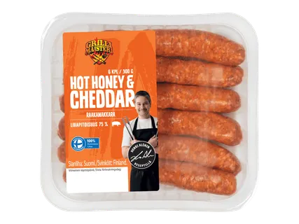 Grillimaisteri Hot Honey Cheddar -raakamakkara tarjous